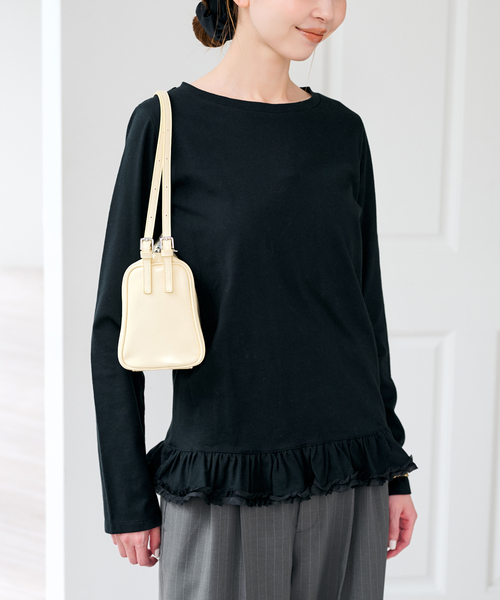 U by SPICK&SPAN（ユーバイスピックアンドスパン）の「《追加》フリルミディカットトップス（Tシャツ/カットソー・レディース・ホワイト/ブラック・FREE）」の7枚目の写真
