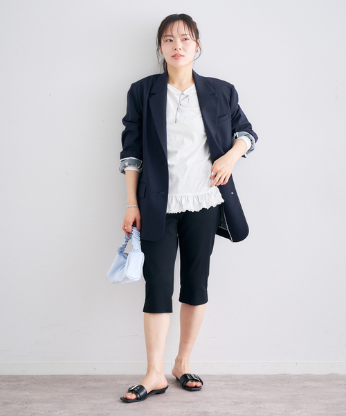 U by SPICK&SPAN（ユーバイスピックアンドスパン）の「《追加》フリルミディカットトップス（Tシャツ/カットソー・レディース・ホワイト/ブラック・FREE）」の16枚目の写真
