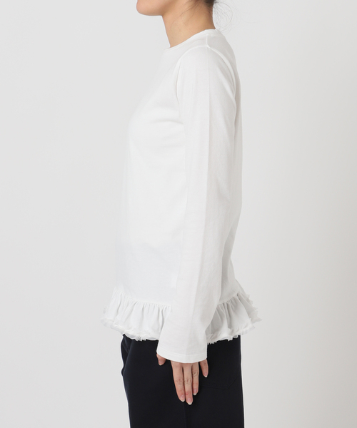 U by SPICK&SPAN（ユーバイスピックアンドスパン）の「《追加》フリルミディカットトップス（Tシャツ/カットソー・レディース・ホワイト/ブラック・FREE）」の18枚目の写真