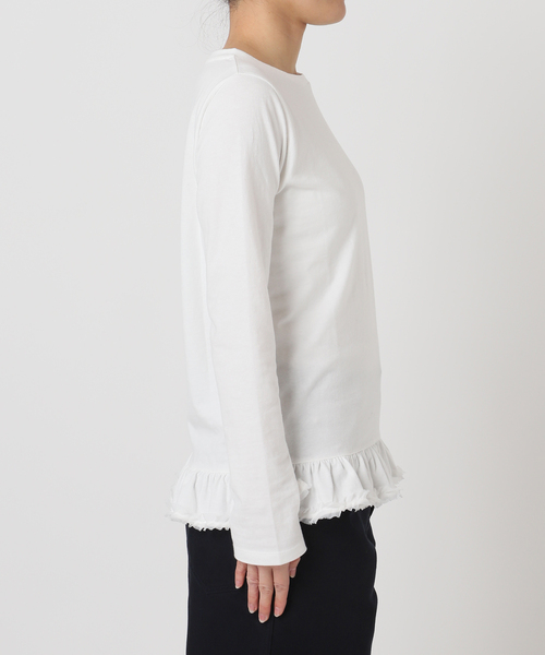 U by SPICK&SPAN（ユーバイスピックアンドスパン）の「《追加》フリルミディカットトップス（Tシャツ/カットソー・レディース・ホワイト/ブラック・FREE）」の9枚目の写真
