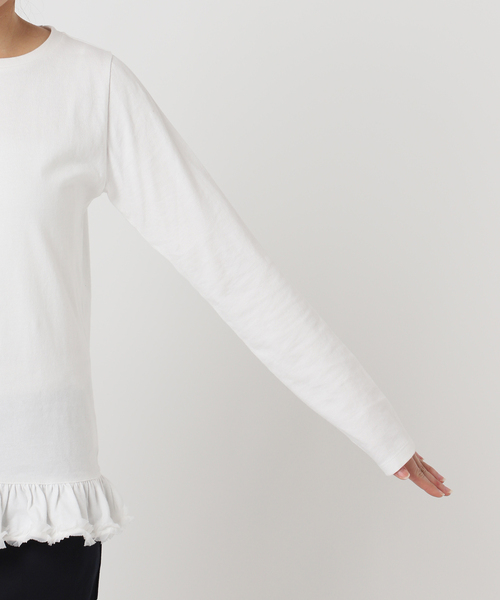 U by SPICK&SPAN（ユーバイスピックアンドスパン）の「《追加》フリルミディカットトップス（Tシャツ/カットソー・レディース・ホワイト/ブラック・FREE）」の10枚目の写真