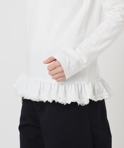 U by SPICK&SPAN（ユーバイスピックアンドスパン）の「《追加》フリルミディカットトップス（Tシャツ/カットソー・レディース・ホワイト/ブラック・FREE）」の11枚目の写真