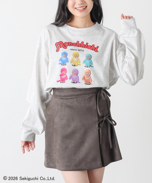 Honeys(ハニーズ)の「モンチッチ/ロンT(Tシャツ/カットソー・レディース・オートミール/ブラック/アイボリー/レンガ・S/M/LL/L/3L)」の3枚目の写真
