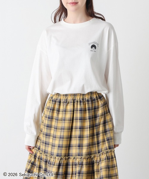 Honeys(ハニーズ)の「モンチッチ/ロンT(Tシャツ/カットソー・レディース・オートミール/ブラック/アイボリー/レンガ・S/M/LL/L/3L)」の1枚目の写真