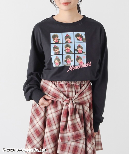 Honeys(ハニーズ)の「モンチッチ/ロンT(Tシャツ/カットソー・レディース・オートミール/ブラック/アイボリー/レンガ・S/M/LL/L/3L)」の13枚目の写真