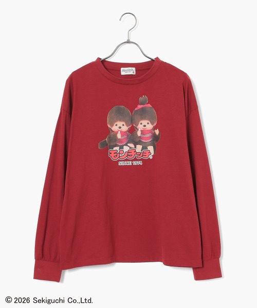 Honeys(ハニーズ)の「モンチッチ/ロンT(Tシャツ/カットソー・レディース・オートミール/ブラック/アイボリー/レンガ・S/M/LL/L/3L)」の6枚目の写真
