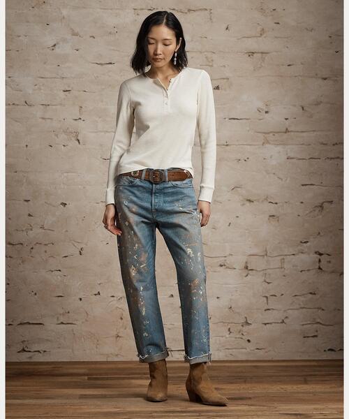 RRL(ダブル アール エル)の「ストレッチ ワッフルニット ヘンリーネック シャツ(Tシャツ/カットソー・レディース・ナチュラル・3/4/2/1)」の3枚目の写真