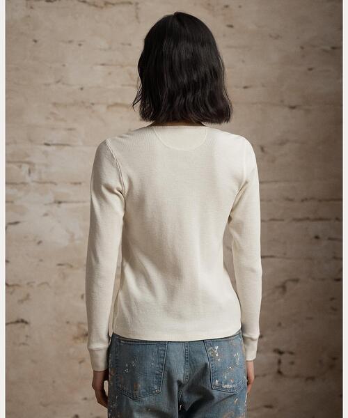 RRL(ダブル アール エル)の「ストレッチ ワッフルニット ヘンリーネック シャツ(Tシャツ/カットソー・レディース・ナチュラル・3/4/2/1)」の4枚目の写真