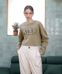 Logo Printing Crop Sweatshirt (Khaki)