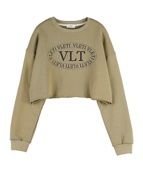 VLETI（ブレッティ）の「Logo Printing Crop Sweatshirt (Khaki)（スウェット・レディース・カーキ・FREE）」の2枚目の写真