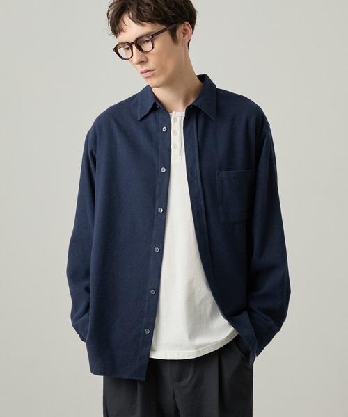 EASENCE（イーズエンス）の「【EASENCE】ビエラ リラックスフィット レギュラーカラー長袖ネルシャツ / チェック・無地 / 保温（シャツ/ブラウス・メンズ・グレー系/アイボリー/ブラウン系/ネイビー/ブラック系・S/L/XL/M）」の5枚目の写真