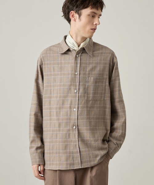 EASENCE（イーズエンス）の「【EASENCE】ビエラ リラックスフィット レギュラーカラー長袖ネルシャツ / チェック・無地 / 保温（シャツ/ブラウス・メンズ・グレー系/アイボリー/ブラウン系/ネイビー/ブラック系・S/L/XL/M）」の17枚目の写真