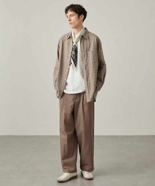 EASENCE（イーズエンス）の「【EASENCE】ビエラ リラックスフィット レギュラーカラー長袖ネルシャツ / チェック・無地 / 保温（シャツ/ブラウス・メンズ・グレー系/アイボリー/ブラウン系/ネイビー/ブラック系・S/L/XL/M）」の20枚目の写真