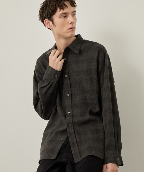 EASENCE（イーズエンス）の「【EASENCE】ビエラ リラックスフィット レギュラーカラー長袖ネルシャツ / チェック・無地 / 保温（シャツ/ブラウス・メンズ・グレー系/アイボリー/ブラウン系/ネイビー/ブラック系・S/L/XL/M）」の10枚目の写真