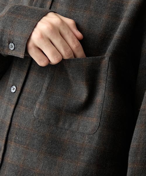 EASENCE（イーズエンス）の「【EASENCE】ビエラ リラックスフィット レギュラーカラー長袖ネルシャツ / チェック・無地 / 保温（シャツ/ブラウス・メンズ・グレー系/アイボリー/ブラウン系/ネイビー/ブラック系・S/L/XL/M）」の13枚目の写真