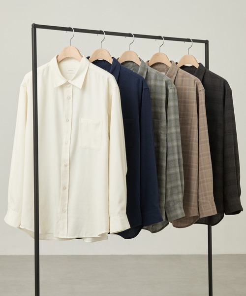 EASENCE（イーズエンス）の「【EASENCE】ビエラ リラックスフィット レギュラーカラー長袖ネルシャツ / チェック・無地 / 保温（シャツ/ブラウス・メンズ・グレー系/アイボリー/ブラウン系/ネイビー/ブラック系・S/L/XL/M）」の6枚目の写真
