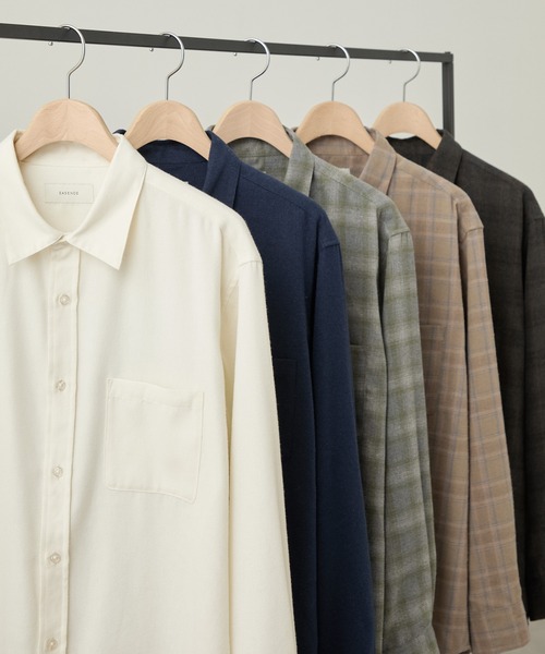 EASENCE（イーズエンス）の「【EASENCE】ビエラ リラックスフィット レギュラーカラー長袖ネルシャツ / チェック・無地 / 保温（シャツ/ブラウス・メンズ・グレー系/アイボリー/ブラウン系/ネイビー/ブラック系・S/L/XL/M）」の7枚目の写真