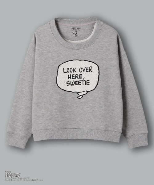 E hyphen world gallery（イーハイフンワールドギャラリー）の「スヌーピーふき出しスウェット（スウェット・レディース・オフホワイト/杢グレー/ネイビー・FREE）」の2枚目の写真