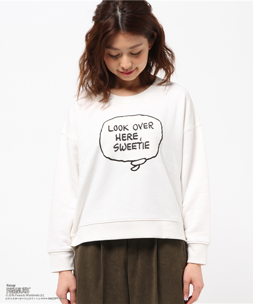 E hyphen world gallery（イーハイフンワールドギャラリー）の「スヌーピーふき出しスウェット（スウェット・レディース・オフホワイト/杢グレー/ネイビー・FREE）」の8枚目の写真