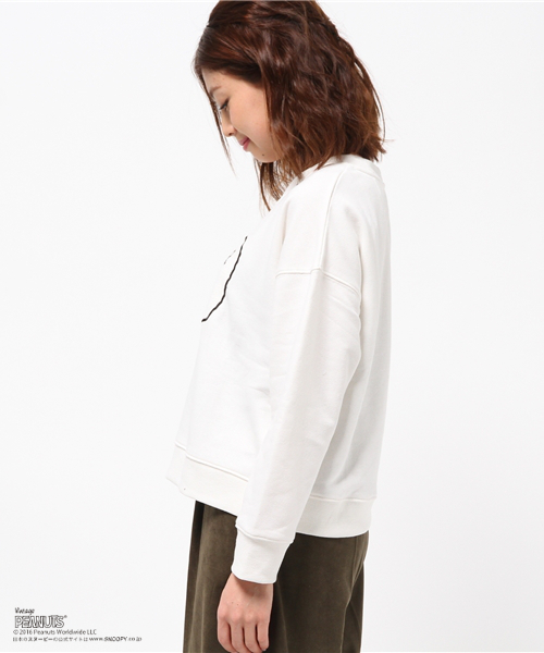 E hyphen world gallery（イーハイフンワールドギャラリー）の「スヌーピーふき出しスウェット（スウェット・レディース・オフホワイト/杢グレー/ネイビー・FREE）」の12枚目の写真