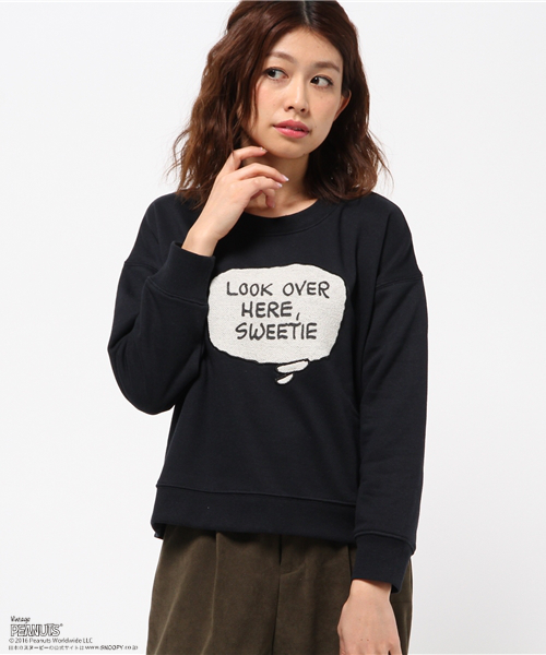 E hyphen world gallery（イーハイフンワールドギャラリー）の「スヌーピーふき出しスウェット（スウェット・レディース・オフホワイト/杢グレー/ネイビー・FREE）」の11枚目の写真