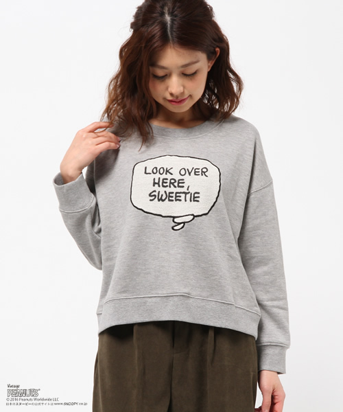 E hyphen world gallery（イーハイフンワールドギャラリー）の「スヌーピーふき出しスウェット（スウェット・レディース・オフホワイト/杢グレー/ネイビー・FREE）」の10枚目の写真