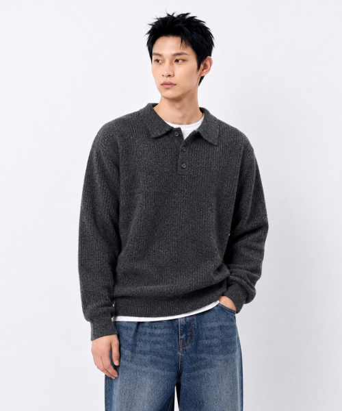 UNDEROFF(アンダーオフ)の「ボタンカラー ニット ダークグレー(ニット/セーター・レディース・チャコールグレー・MEDIUM/LARGE/X-LARGE)」の3枚目の写真