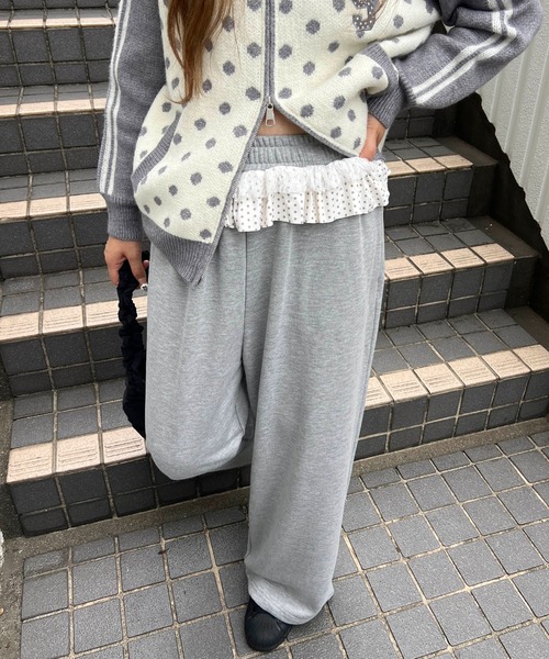 WC(ダブル シー)の「《セットアップOK◎》パッチワークスウェットパンツ(その他パンツ・レディース・グレー/ピンク/ブラウン・FREE)」の2枚目の写真