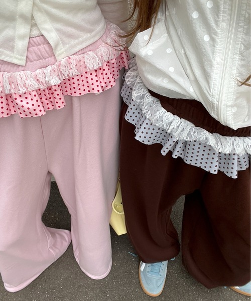 WC(ダブル シー)の「《セットアップOK◎》パッチワークスウェットパンツ(その他パンツ・レディース・グレー/ピンク/ブラウン・FREE)」の3枚目の写真