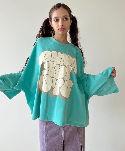 anna sui nyc(アナ スイ エヌ ワイ シー)の「anna sui nyc / アナスイエヌワイシー Graffiti BIG Tシャツ(Tシャツ/カットソー・レディース・ライトグリーン/ブラック・FREE)」の16枚目の写真