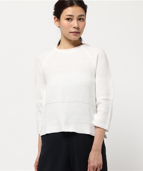 Discoat Parisien(ディスコートパリシアン)の「リンクスボーダープルオーバー(ニット/セーター・レディース・ホワイト/ライトベージュ/サックスブルー/レモンイエロー・LARGE/MEDIUM)」の1枚目の写真