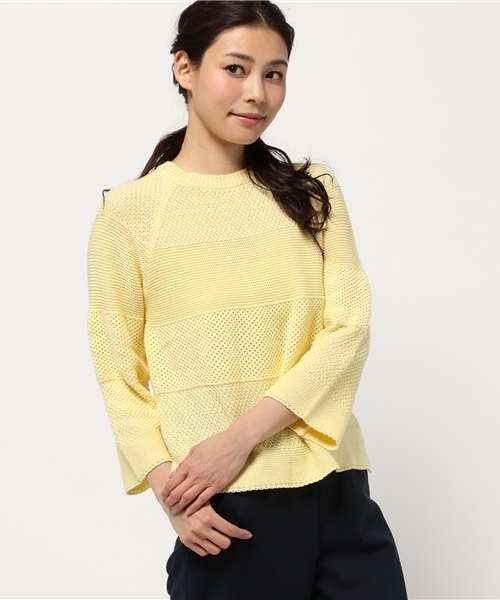 Discoat Parisien(ディスコートパリシアン)の「リンクスボーダープルオーバー(ニット/セーター・レディース・ホワイト/ライトベージュ/サックスブルー/レモンイエロー・LARGE/MEDIUM)」の4枚目の写真