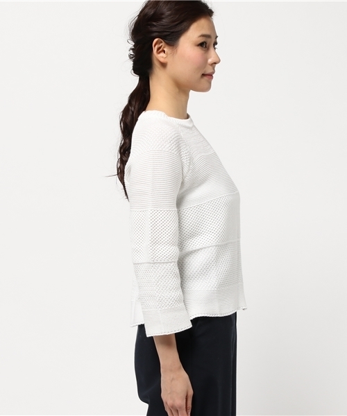 Discoat Parisien(ディスコートパリシアン)の「リンクスボーダープルオーバー(ニット/セーター・レディース・ホワイト/ライトベージュ/サックスブルー/レモンイエロー・LARGE/MEDIUM)」の6枚目の写真