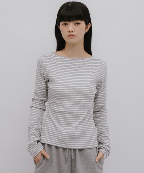 duei（デュイ）の「ボーダーロングスリーブカットソー（Tシャツ/カットソー・レディース・ライトグレー/グレー・FREE）」の3枚目の写真