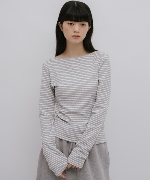 duei（デュイ）の「ボーダーロングスリーブカットソー（Tシャツ/カットソー・レディース・ライトグレー/グレー・FREE）」の4枚目の写真