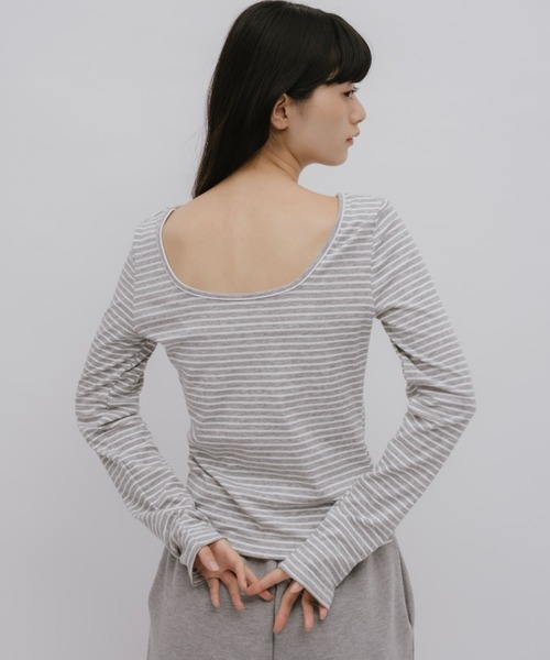 duei（デュイ）の「ボーダーロングスリーブカットソー（Tシャツ/カットソー・レディース・ライトグレー/グレー・FREE）」の6枚目の写真