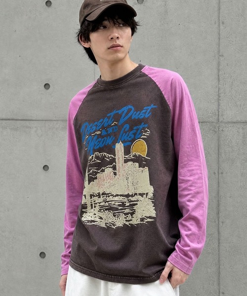 HOOK(フック)の「HOOK レーシンググラフィックラグランTEE(Tシャツ/カットソー・メンズ・ブラウン/イエロー・FREE)」の1枚目の写真