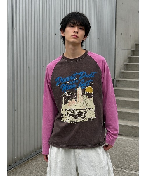 HOOK(フック)の「HOOK レーシンググラフィックラグランTEE(Tシャツ/カットソー・メンズ・ブラウン/イエロー・FREE)」の4枚目の写真