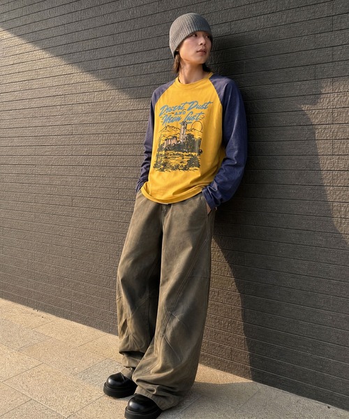 HOOK(フック)の「HOOK レーシンググラフィックラグランTEE(Tシャツ/カットソー・メンズ・ブラウン/イエロー・FREE)」の11枚目の写真