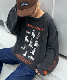 SOUNDSGOOOOD（サウンズグッド）の「【S.G】DOGプリント刺繍ヴィンテージスウェット（Tシャツ/カットソー）」