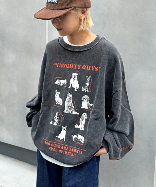 SOUNDSGOOOOD(サウンズグッド)の「【S.G】DOGプリント刺繍ヴィンテージスウェット(スウェット・メンズ・ブルー/ブラック/バーガンディー・ONE SIZE)」の4枚目の写真