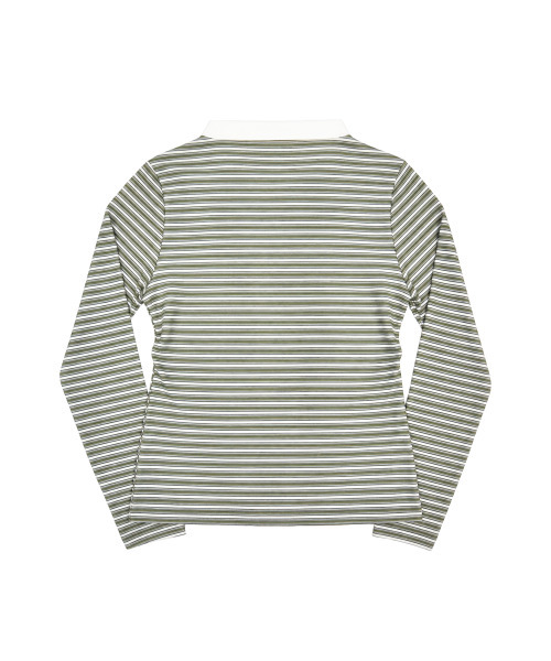 SEW-B（ソービー）の「リブストライプカラー長袖Tシャツ（セミクロップ）[グリーン]（Tシャツ/カットソー・レディース・その他・FREE）」の6枚目の写真