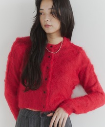 モヘアタッチクロップドニットカーディガン