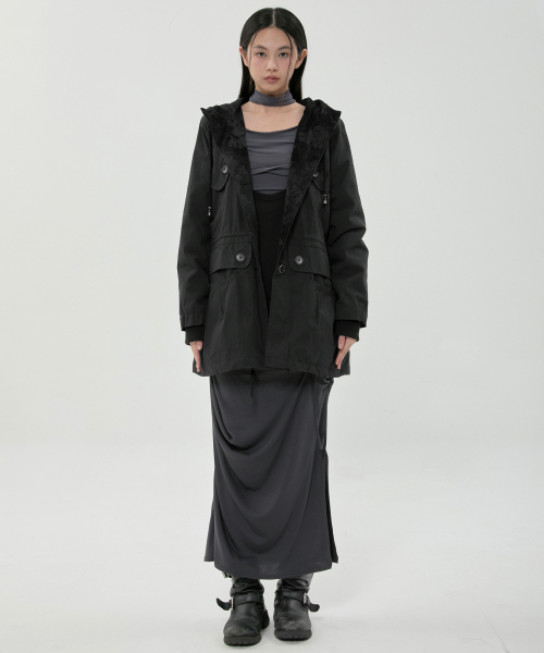 FLAREUP(フレアアップ)の「Orb Flap Hooded Parka (FL-064_Black)(その他アウター・レディース・ブラック・OS)」の10枚目の写真