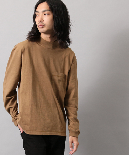 AMERICAN RAG CIE（アメリカンラグシー）の「アメリカンコットン モックネック 長袖 Tシャツ（Tシャツ/カットソー・メンズ・ベージュ/ダークグリーン/ホワイト/ダークネイビー・3/1/2）」の3枚目の写真