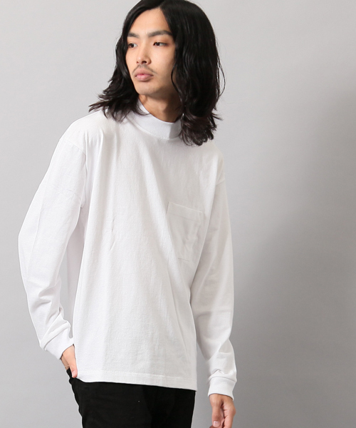 AMERICAN RAG CIE（アメリカンラグシー）の「アメリカンコットン モックネック 長袖 Tシャツ（Tシャツ/カットソー・メンズ・ベージュ/ダークグリーン/ホワイト/ダークネイビー・3/1/2）」の2枚目の写真