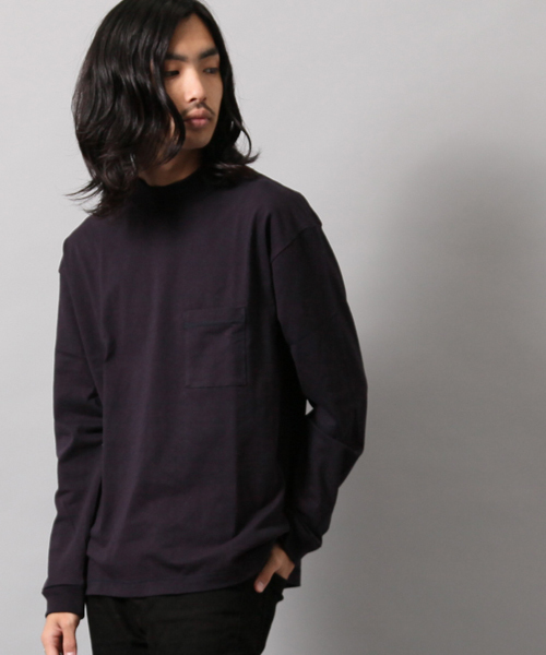 AMERICAN RAG CIE（アメリカンラグシー）の「アメリカンコットン モックネック 長袖 Tシャツ（Tシャツ/カットソー・メンズ・ベージュ/ダークグリーン/ホワイト/ダークネイビー・3/1/2）」の4枚目の写真