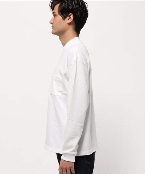 AMERICAN RAG CIE（アメリカンラグシー）の「アメリカンコットン モックネック 長袖 Tシャツ（Tシャツ/カットソー・メンズ・ベージュ/ダークグリーン/ホワイト/ダークネイビー・3/1/2）」の5枚目の写真