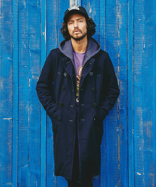 HYSTERIC GLAMOUR（ヒステリックグラマー）の「ロングP-CO（ピーコート・メンズ・インディゴブルー/グレー・SMALL/MEDIUM/LARGE）」の2枚目の写真