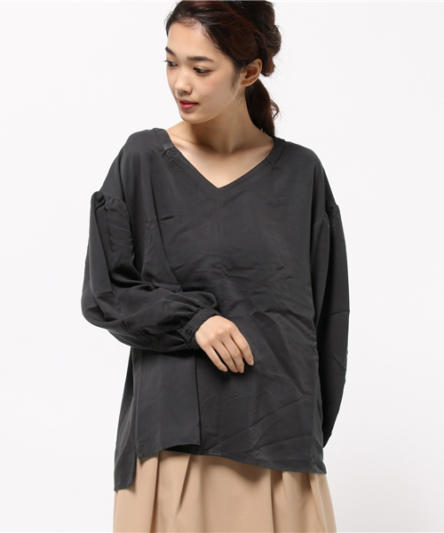 LBC（エルビーシー）の「レーヨンEVボリューム袖ブラウス               （シャツ/ブラウス・レディース・オフホワイト/ダークグレー・LARGE/MEDIUM）」の11枚目の写真